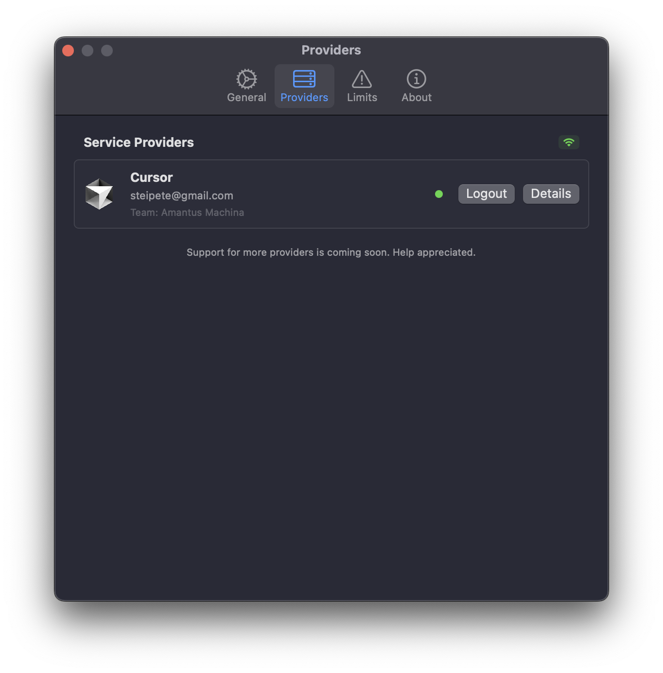 Vibe Meter Providers Settings